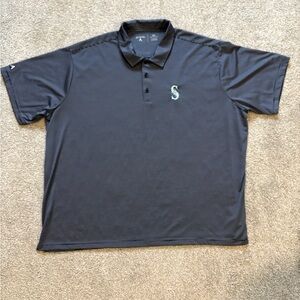 Antigua Seattle Mariners Blue Striped Polo Shirt